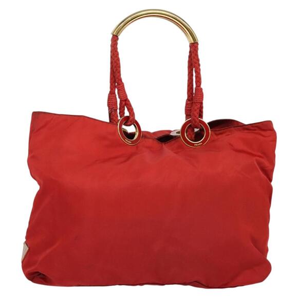 PRADA Tote Bag Nylon Red Gold - Picture 1 of 12